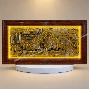TRANH ĐỒNG VINH QUY BÁI TỔ DÁT VÀNG 24K