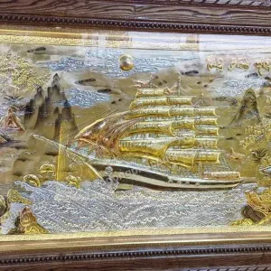 TRANH ĐỒNG THUẬN BUỒM XUÔI GIÓ DÁT VÀNG 24K – KHỞI TẠO HANH THÔNG, TÀI LỘC TẤN TỚI