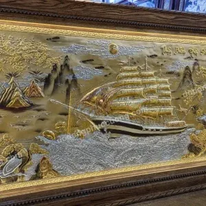 TRANH ĐỒNG THUẬN BUỒM XUÔI GIÓ DÁT VÀNG 24K – KHỞI TẠO HANH THÔNG, TÀI LỘC TẤN TỚI
