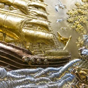 TRANH ĐỒNG THUẬN BUỒM XUÔI GIÓ DÁT VÀNG 24K – KHỞI TẠO HANH THÔNG, TÀI LỘC TẤN TỚI