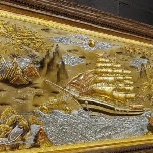 TRANH ĐỒNG THUẬN BUỒM XUÔI GIÓ DÁT VÀNG 24K – KHỞI TẠO HANH THÔNG, TÀI LỘC TẤN TỚI
