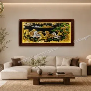 TRANH ĐỒNG MÃ ĐÁO THÀNH CÔNG DÁT VÀNG 24K – BỨT PHÁ DANH VỌNG, VẠN SỰ HANH THÔNG